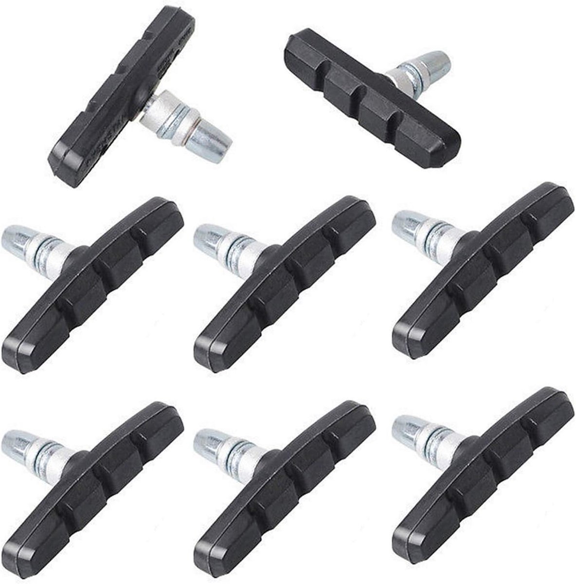 4 paar V-brake remblokken met moeren en sterktes, V-brake remschoenen voor remslot V 70 mm voor racefiets, mountainbike (zwart)