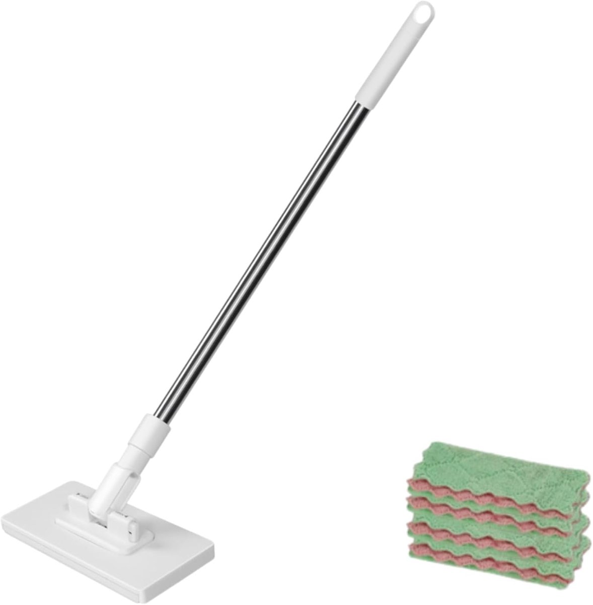 mini-dweilen, clip-on voor het reinigen van vloeren met 4 vodden met drukklemsysteem, voor keukens, muren en ramen