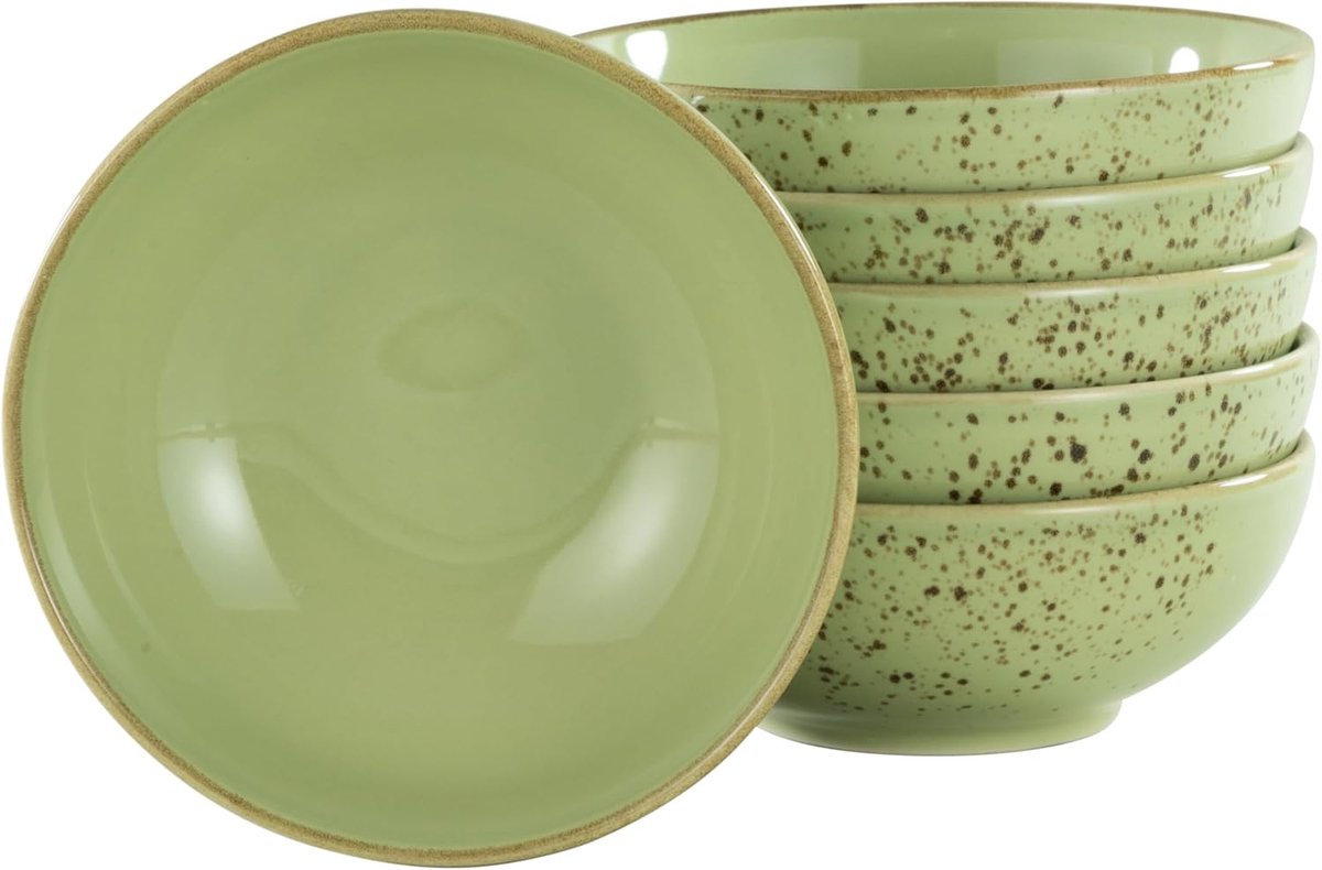 6-delige multifunctionele schaal 16,5 cm, Nature Collection, GREEN 22054, steengoed