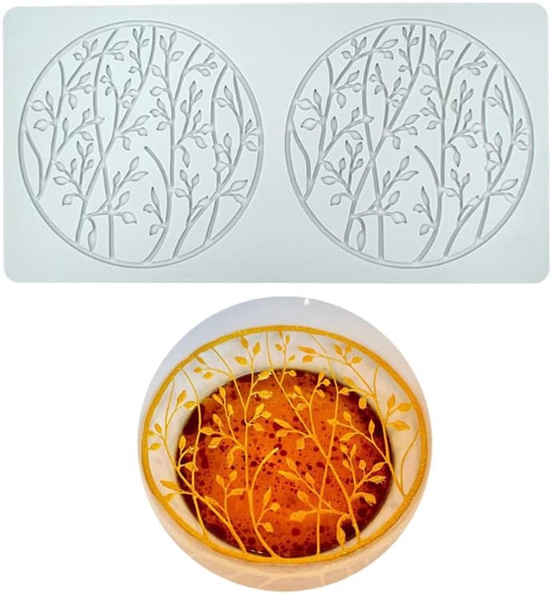 Fondant Kant Mat, Suiker Ambachtelijke Afdruk Schimmel Eetbare Taart Moleculaire Keuken Decoreren, 2 Gaten Ronde Blad Ring