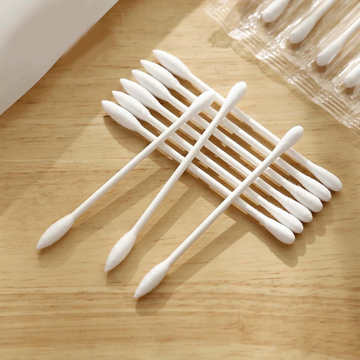 Wattenstaafjes, 100 Stuks Dubbele Tip, Individueel Verpakt, Draagbaar voor Reizen, Zachte Make-up Applicator