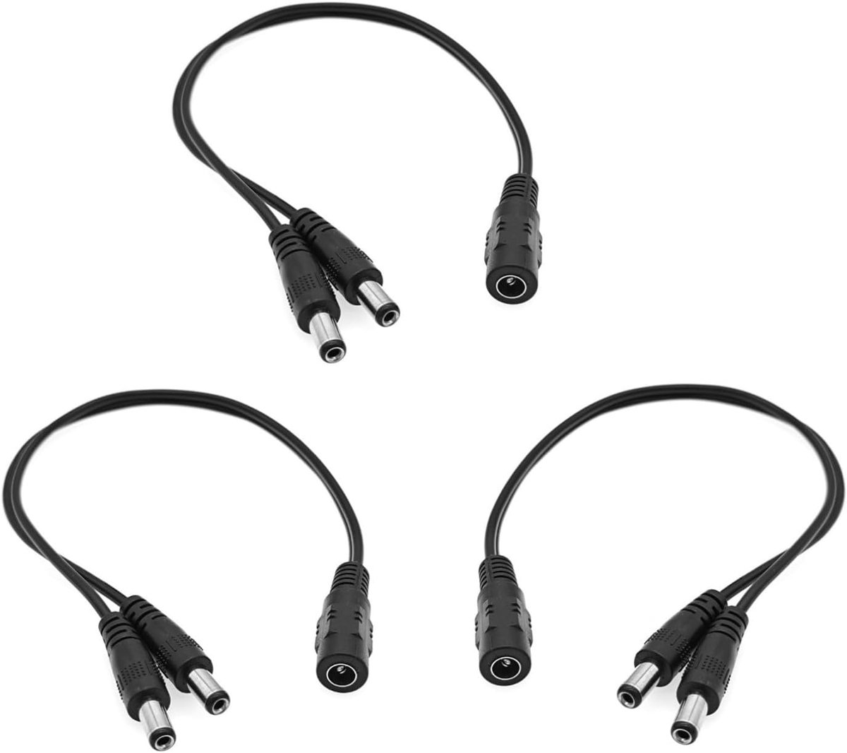 3-pack 30CM 12V DC 5,5 x 2,1 mm splitterkabel, 1 vrouwelijk naar 2 mannelijk, 2-weg DC-stroomadapterkabel, camerasplitterkabel voor CCTV-camera's, LED-lichtstrip, router