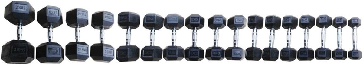Manubrio esagonaal gommato - 7.5 kg - rubberen grip - ideaal voor krachttraining - SnelShoppen