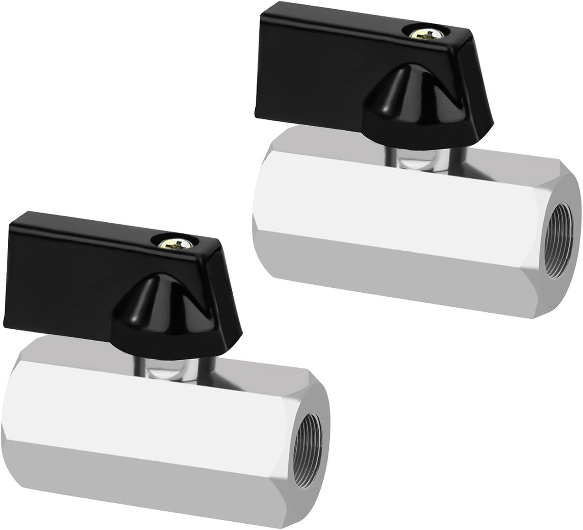 Kogelkraan, 2 stuks, verchroomd afsluitventiel, 1/8 inch vrouwelijk x 1/8 inch vrouwelijk, mini-kogelkraan van messing voor water, olie, tuinirrigatie