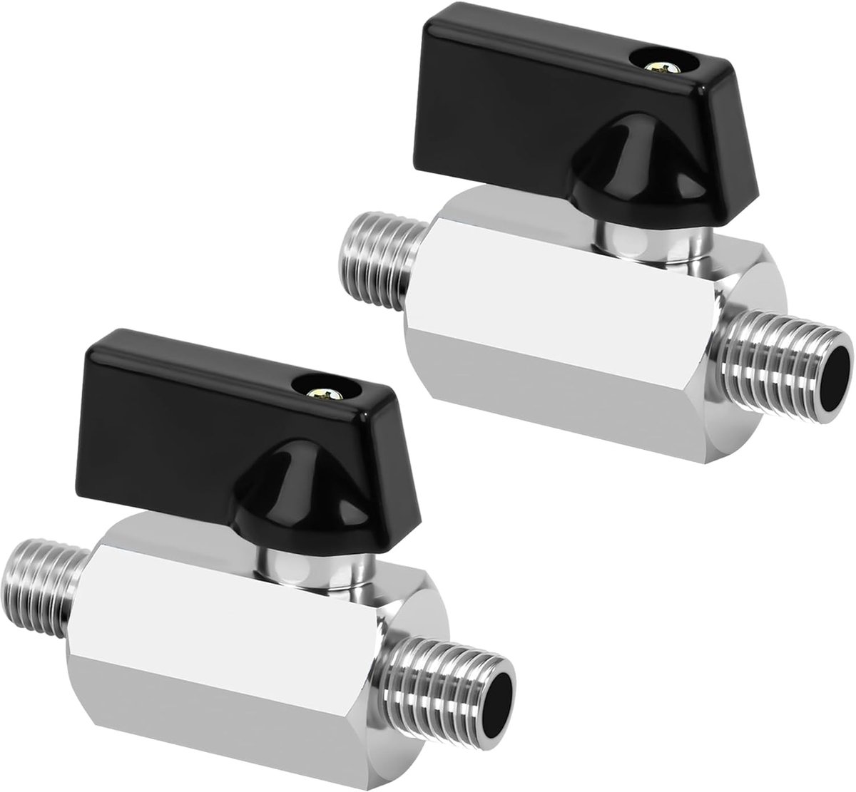 Kogelkraan, 2 stuks, verchroomd afsluitventiel, 1/4 inch mannelijk x 1/4 inch mannelijk, mini-kogelkraan van messing voor water, olie, tuinirrigatie