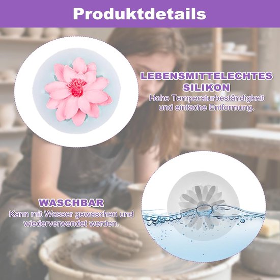 Mallen, Bloemvormige Gietvormen voor Kaarsen Maken, Waterlelie Madelief Roos, Flexibele Mallen voor Zeep, Resin, Chocolade, IJs, Taartdecoratie, Bruiloft en Interieurdecoratie — afbeelding 2