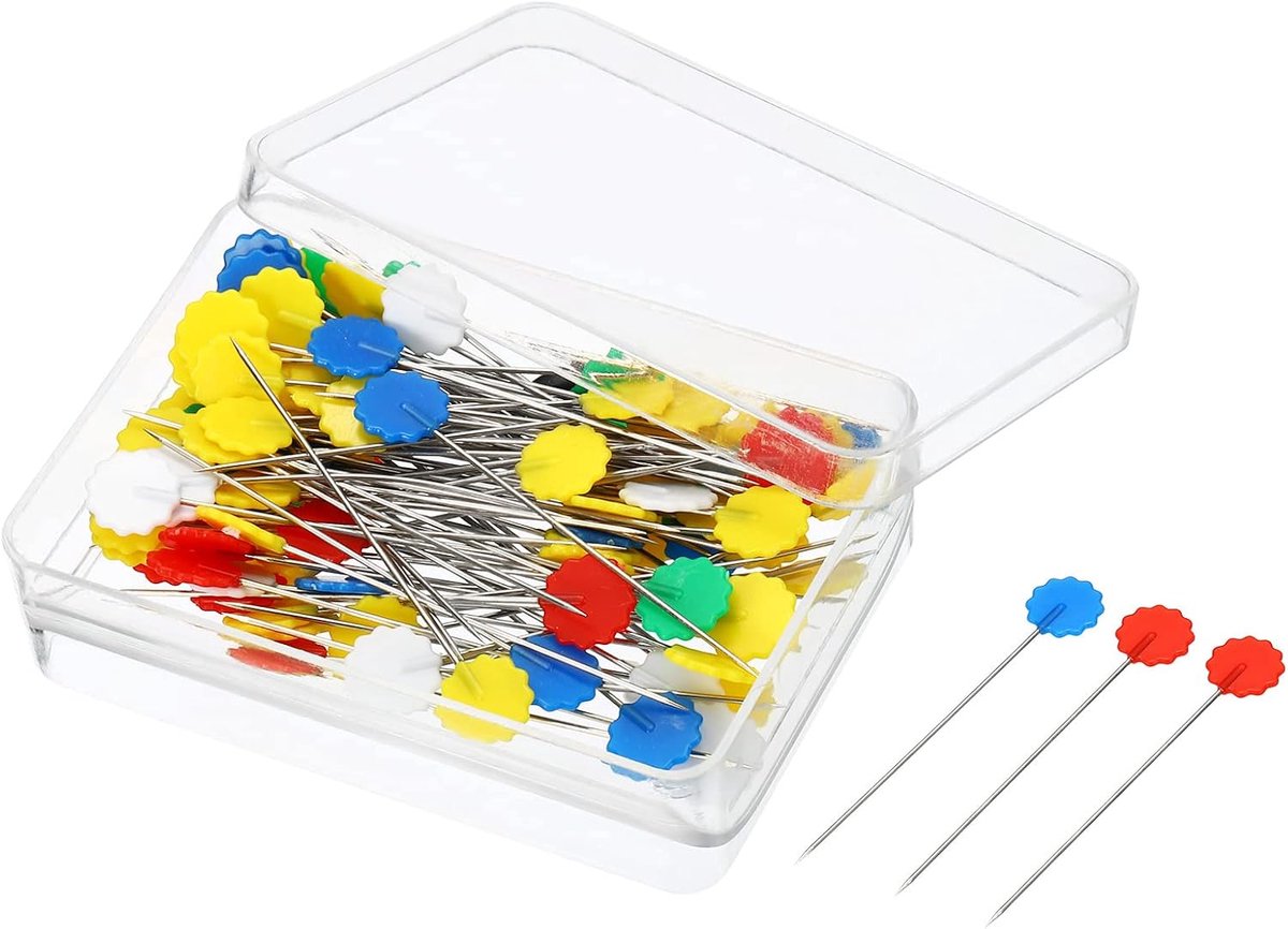 2,1 Inch Naaipenden, 100 Pack Platte Knop Hoofd Rechte Quilting Pin voor Naaister Decoraties, Multicolor