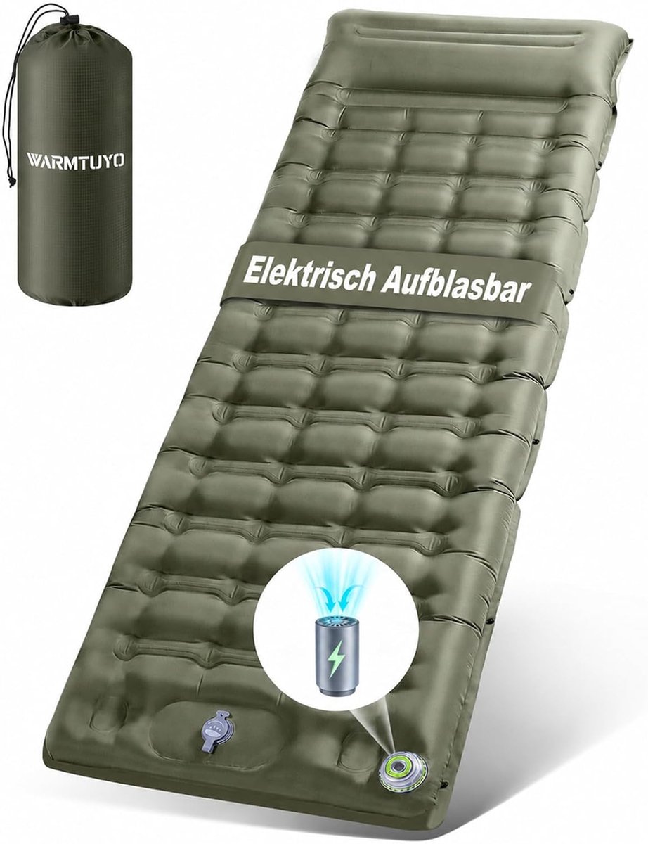 Slaapmat camping 12 cm dik - opblaasbaar met elektrische pomp - ultralicht voor trekking - ShopVlot