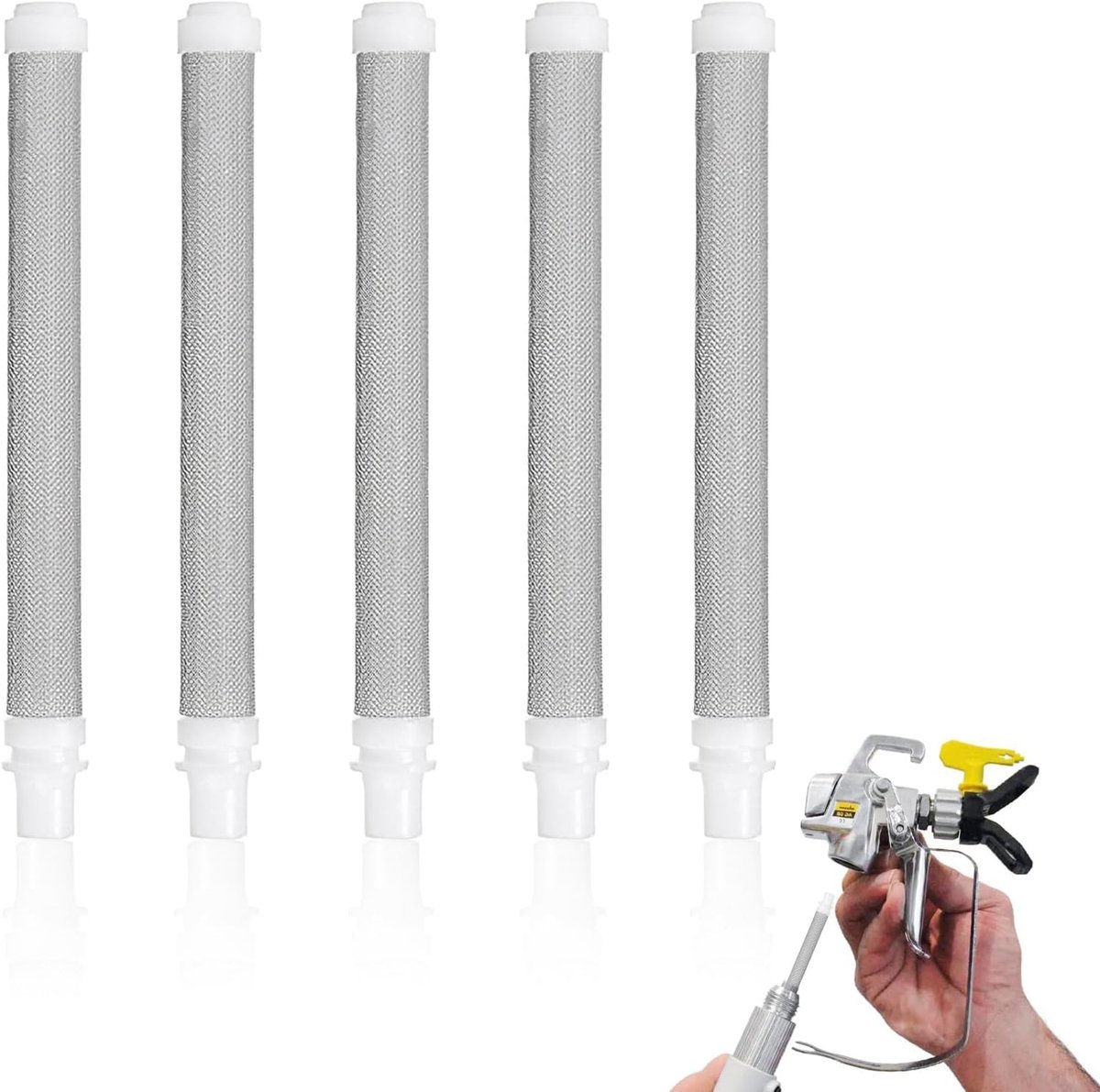 Airless spuitpistool filter 60 mesh - 100 mm lang - roestvrij staal - optimale verfdoorstroming - ShopVlot