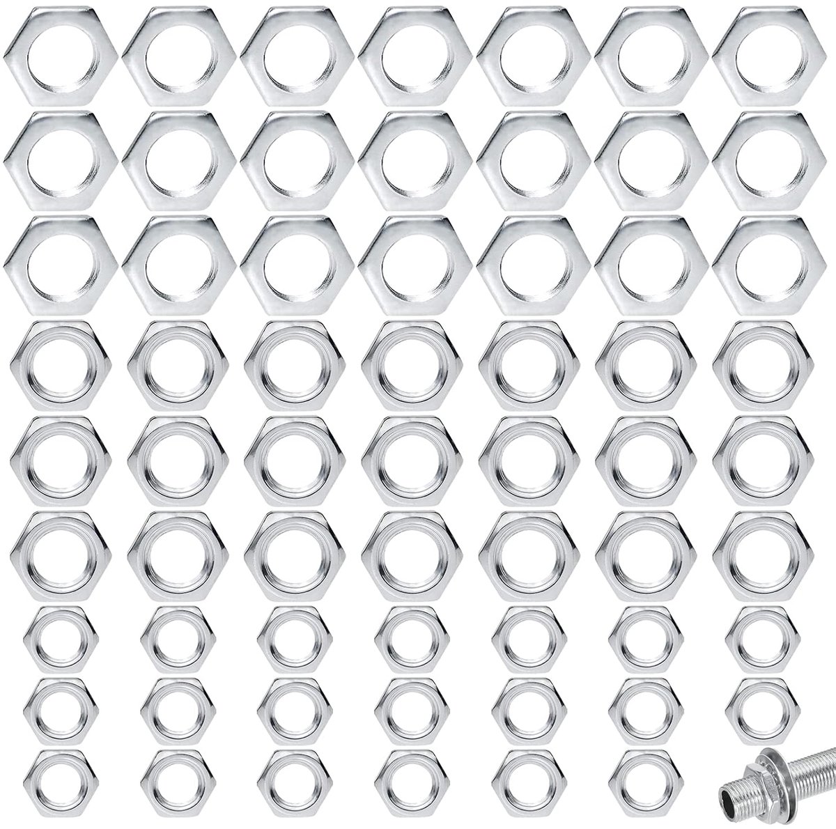 Hexmoeren M8 M10 M12 - Plat Gegalvaniseerd - Dun Ontwerp - Ideaal voor Meubels - ShopVlot