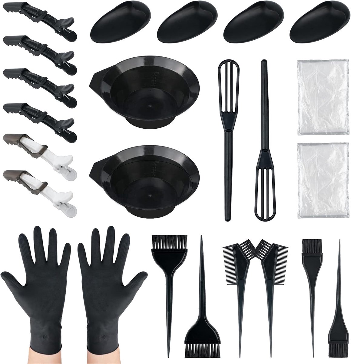 Haarkleur set 24-delig - Kleurkom en kwast - Oordoppen en handschoenen - Voor een nette haarkleuring - ShopVlot
