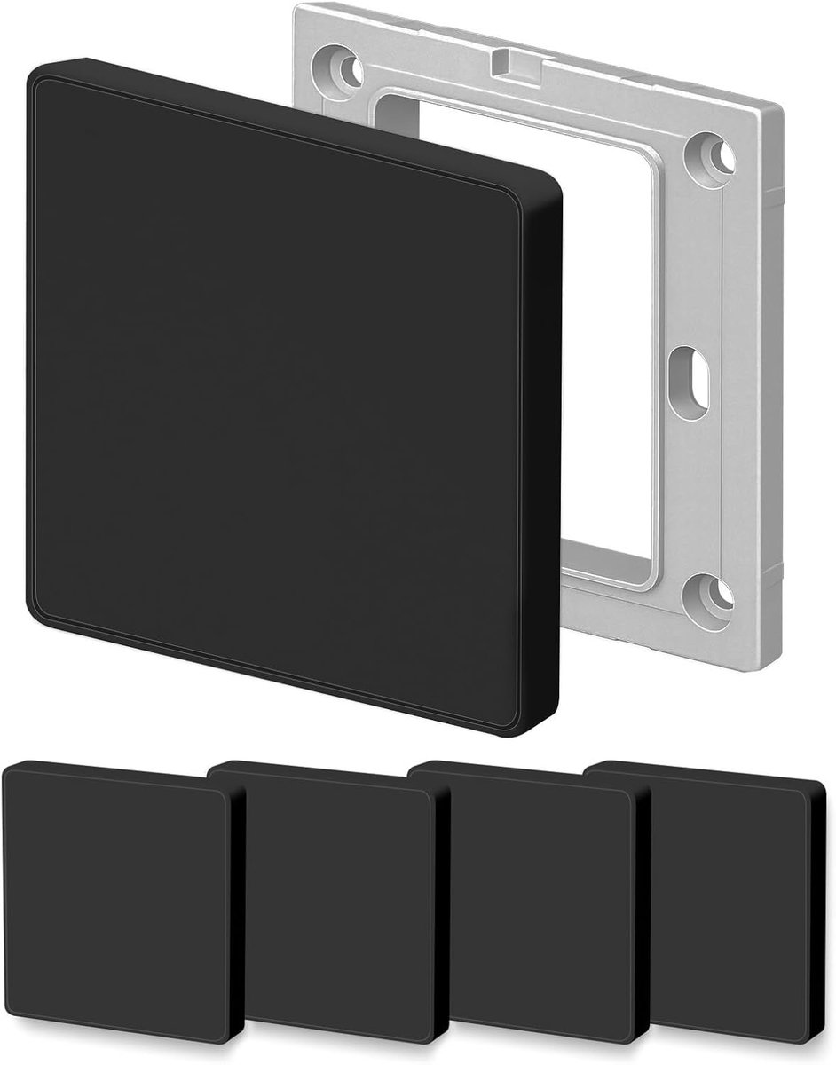 Blind Wall Plate 8.6x8.6cm - Zwart - 4 stuks - Voor ongebruikte wandcontactdozen - ShopVlot