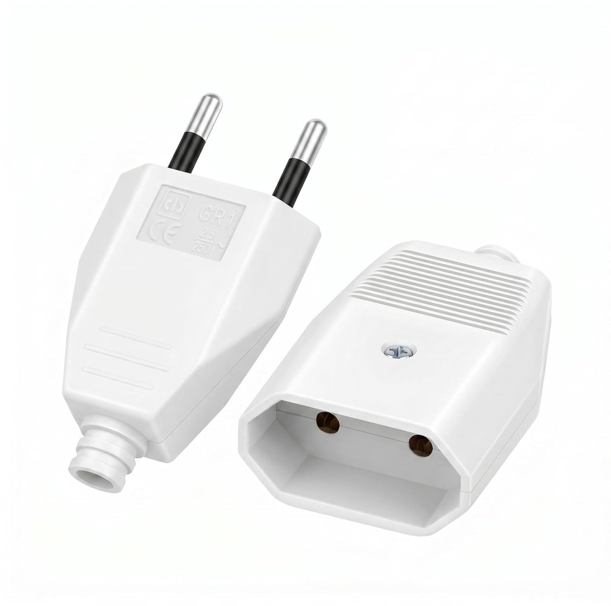 eurostekker plat 250 V 2,5 A - 2 stuks - ideaal voor compact gebruik - geschikt voor meerdere apparaten - ShopVlot