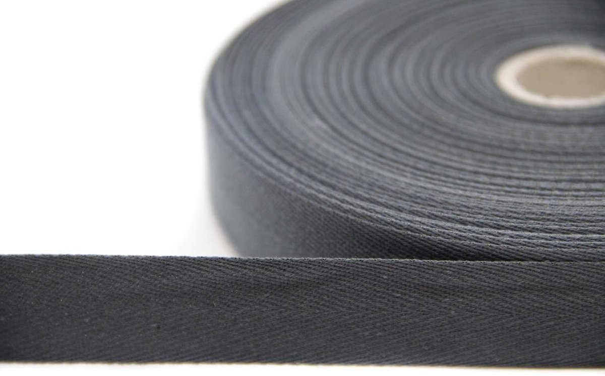 Twill tape 50 m - donkergrijs - 84% katoen - ideaal voor kledingproductie - ShopVlot