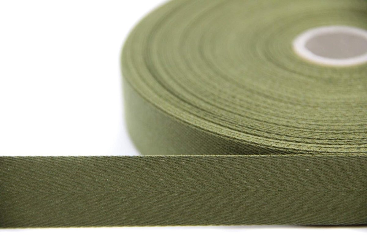 twill tape 50 m roll - khaki - 84% katoen - zacht en comfortabel voor kledingproductie - ShopVlot