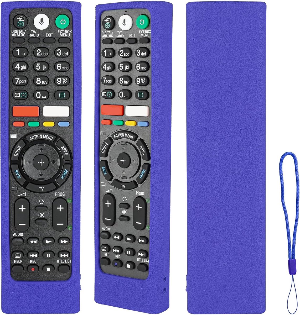 Siliconen afstandsbediening hoes - blauw - stootvast - met sleutelkoord - ShopVlot