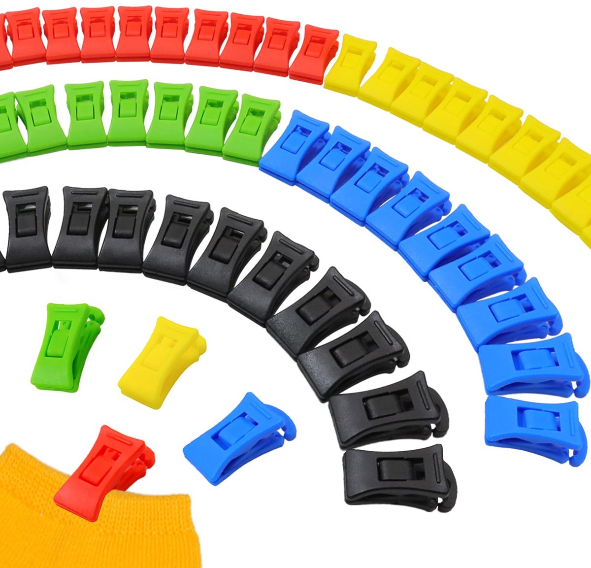 Sokkenklemmen 50 stuks - kleurrijk - mini-wasknijpers met haken - handige sokkensorteerder - ShopVlot