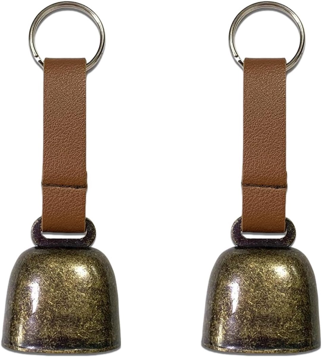 Set van 2 koeienbellen voor hondenhalsband - lederen riem - luide geluidsmaker - voorkomt verlies - ShopVlot