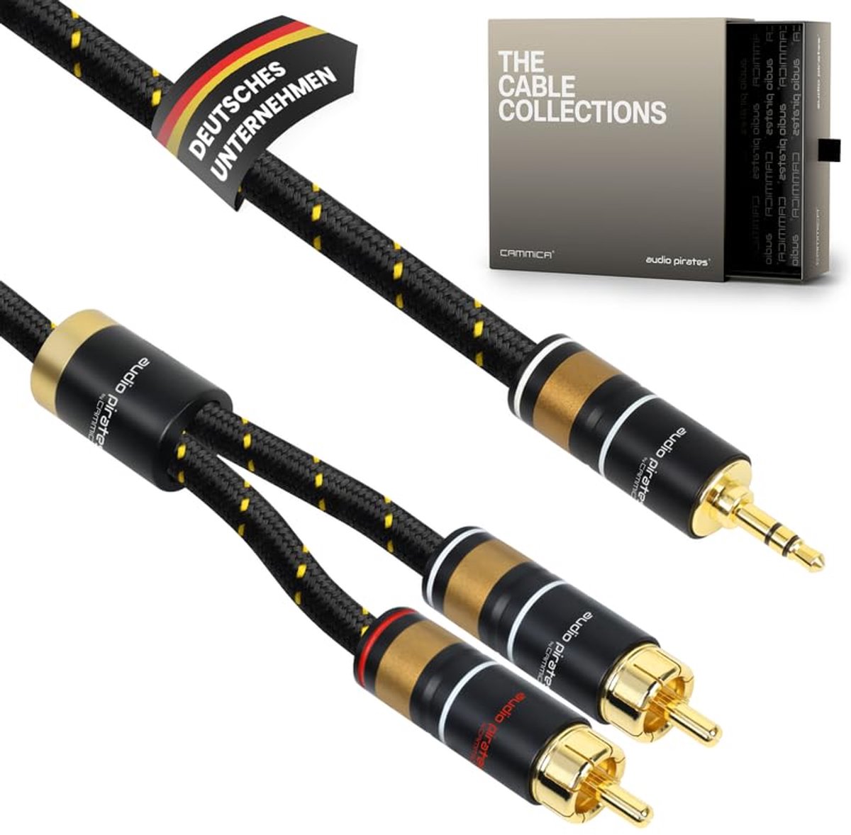 audio kabel 3.5mm jack naar 2x RCA - hoogwaardig - metalen behuizing - perfect voor hi-fi systemen - ShopVlot