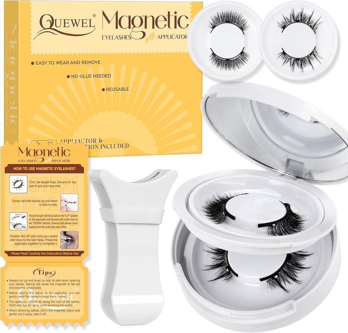 Herbruikbare magnetische wimpers - met applicator - eenvoudig aan te brengen - voor een blikvanger - ShopVlot