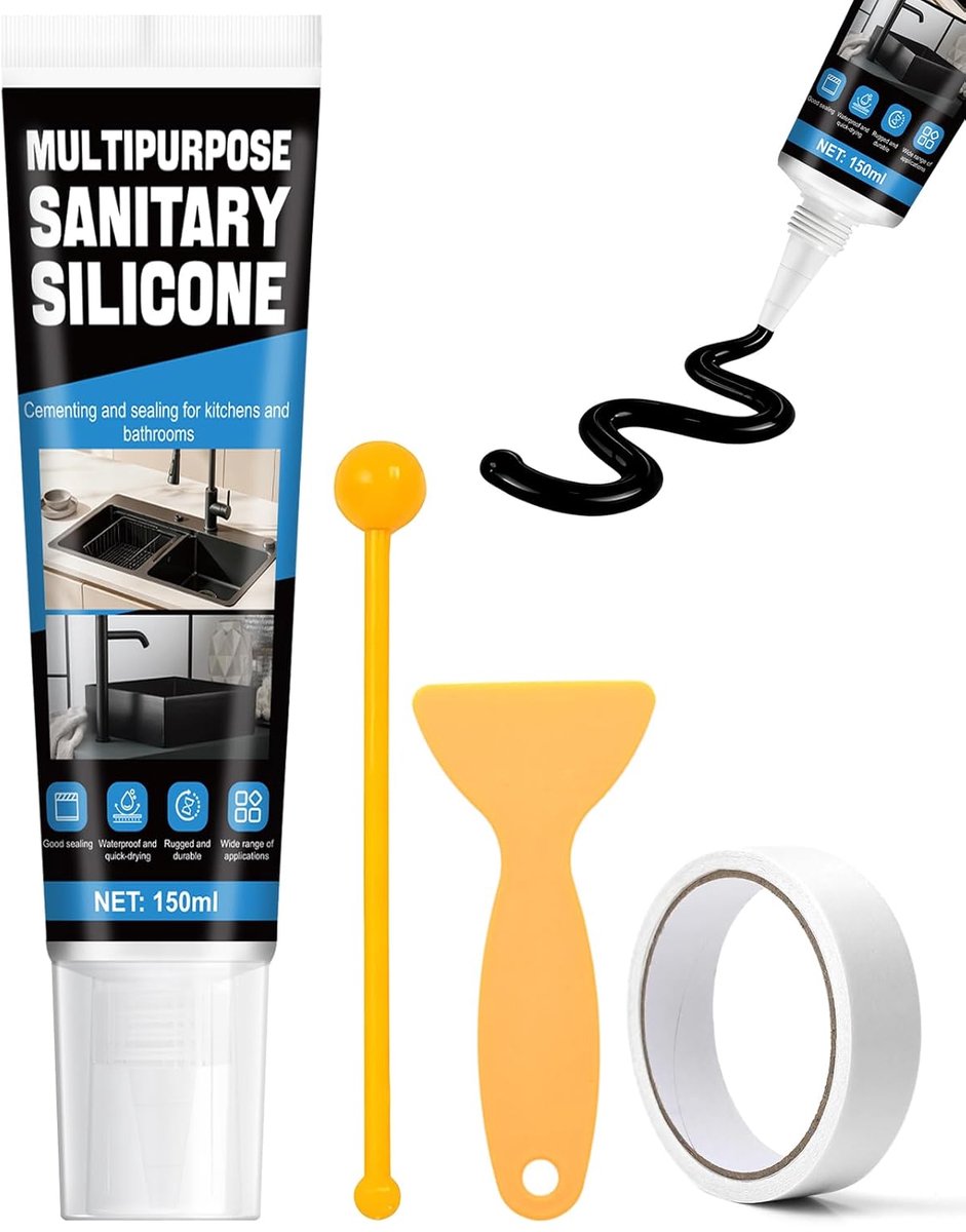 Siliconen kit 150ml - Zwart - Waterproof en zeer duurzaam - Ideaal voor voegen en badkuipen - ShopVlot