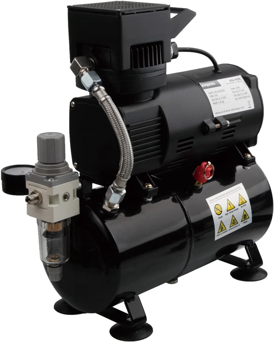 Airbrush compressor met krachtige koeling - 40% minder temperatuur - hoge precisie - ideaal voor langdurig gebruik - ShopVlot