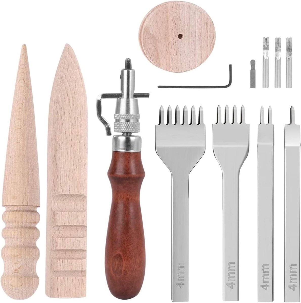 Lerenwerk set 1/2/4/6 4mm leren sprongetjes - verstelbare naaimachine groef - ShopVlot