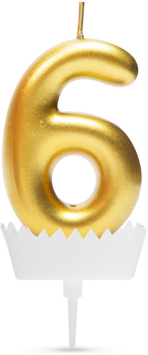 Verjaardagskaars cijfer 6 - 6×3 cm - taartkaars - decoratieve kaars voor feest & verjaardag [56184-6]