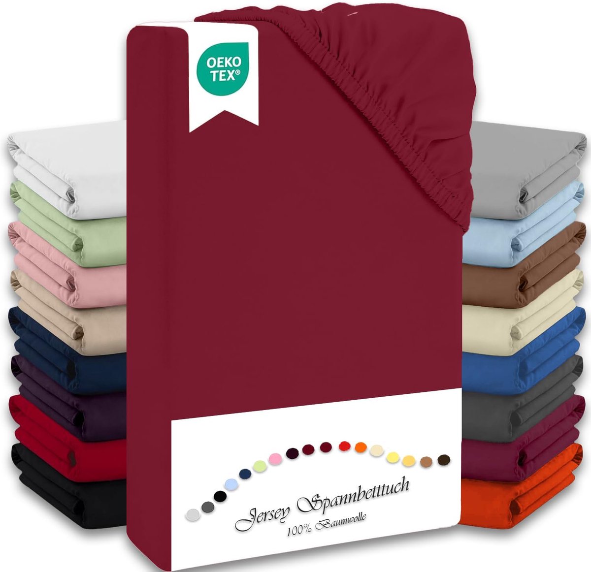 Fitted sheet 100 x 200 cm - bordeaux jersey - 100% katoen - ademend en huidvriendelijk - ShopVlot