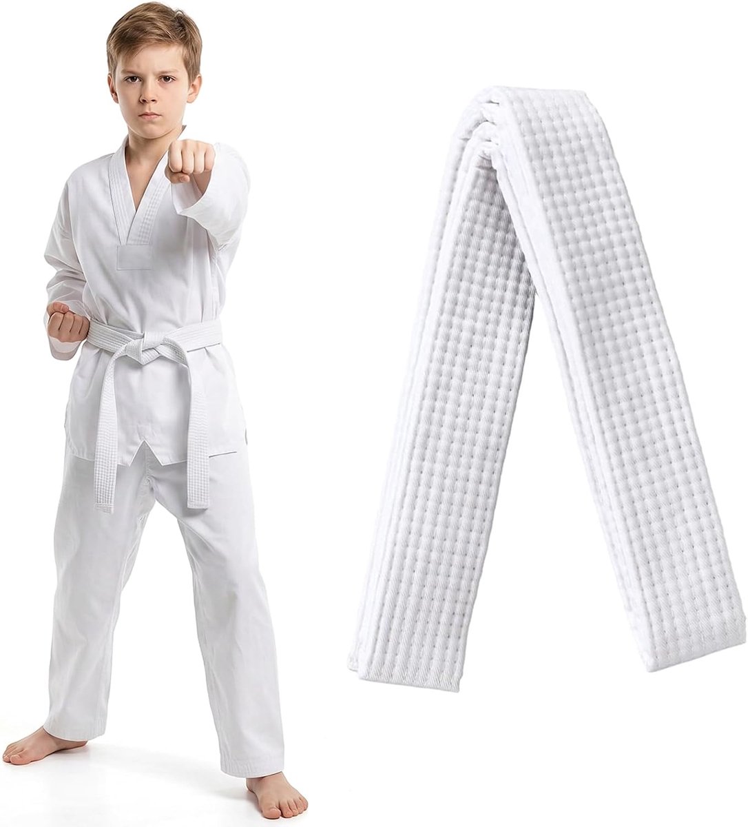Karate-jiu-jitsu-riem 280 cm - witte katoenen vechtkunstriem - duurzame en ademende kwaliteit - ShopVlot