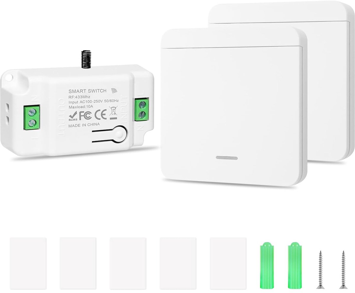 Draadloze Lichtschakelaar 230V Set 10A - Draadloos met Ontvanger - Eenvoudige Installatie - ShopVlot
