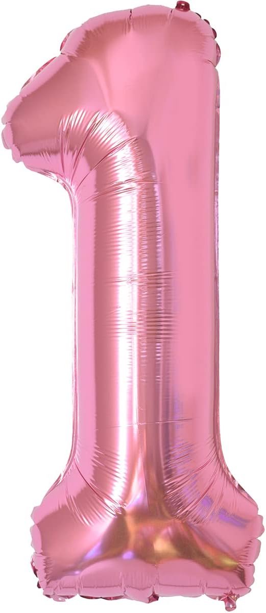 Cijferballon 1 jaar XXL - Roze folie - 101 cm - Perfect voor verjaardagsdecoratie - ShopVlot