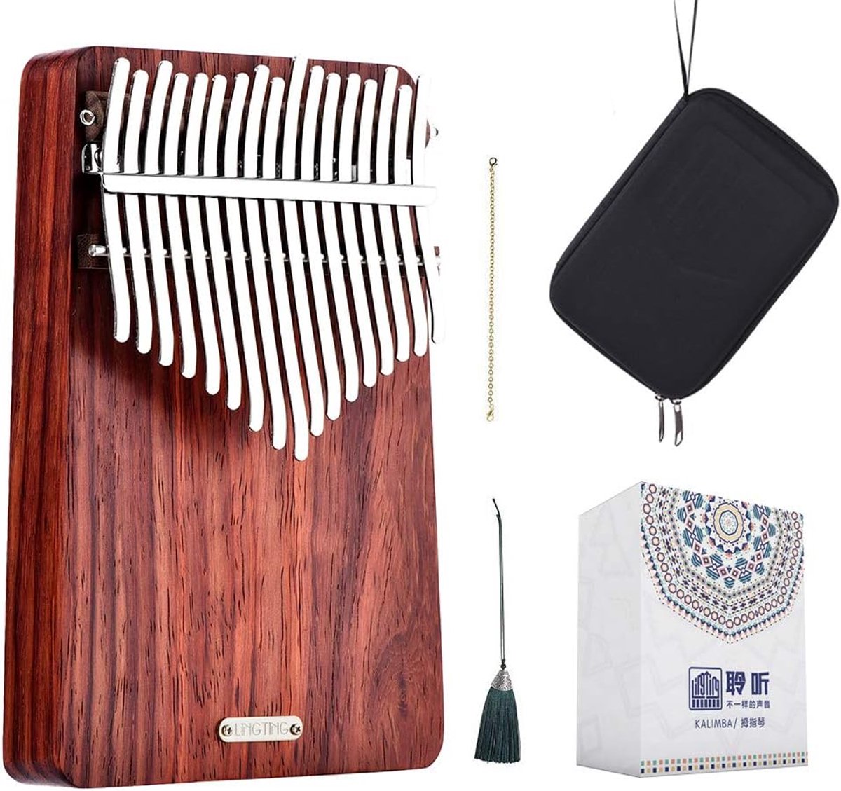 Kalimba 17 toetsen - handgemaakt van Afrikaanse palissander - unieke klank - ideaal voor beginners - ShopVlot