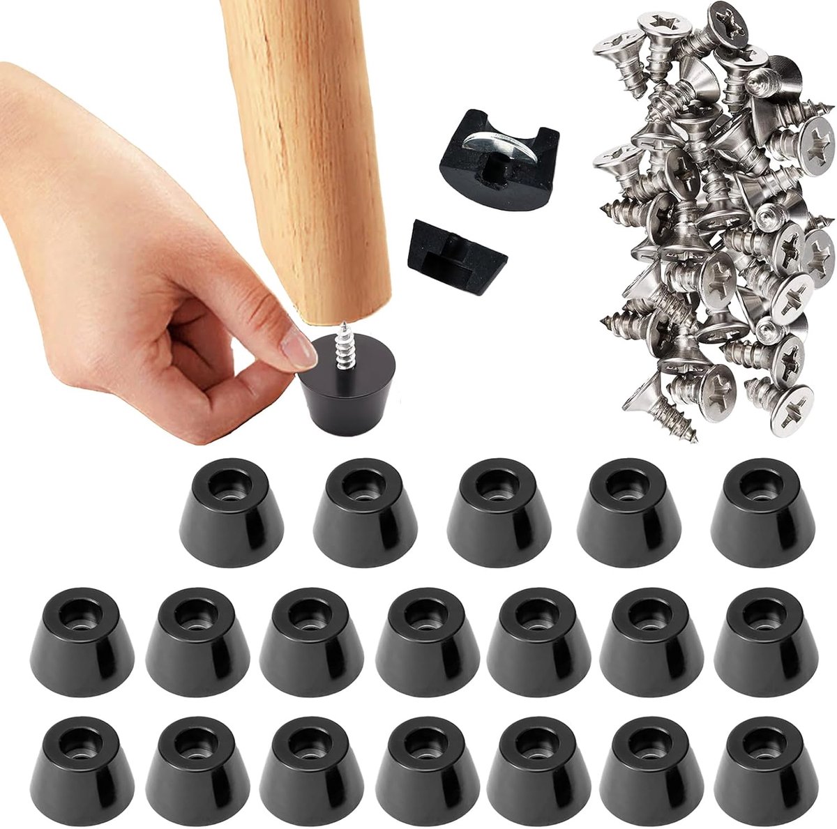 Rubber Bumper Voetjes 20 Stuks - RVS Ring - Niet-slip en Stootvast - Bescherming voor Meubels - ShopVlot