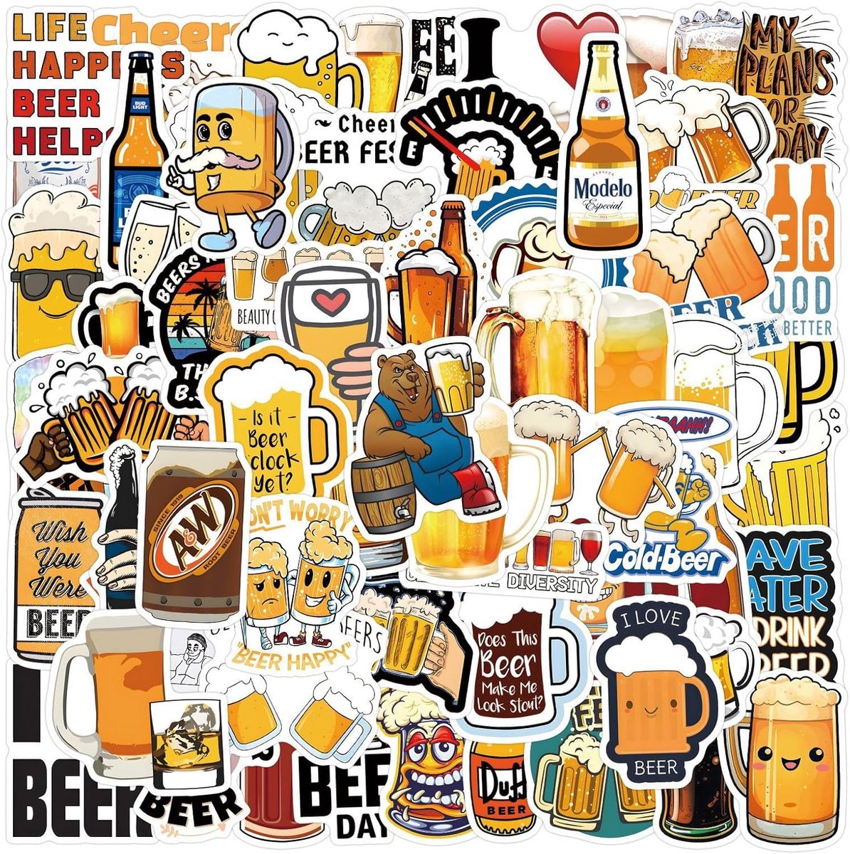 Bierstickers 110 Stuks - Grappige Cartoons - Waterdicht Vinyl - Leuk voor Laptop en Waterfles - ShopVlot