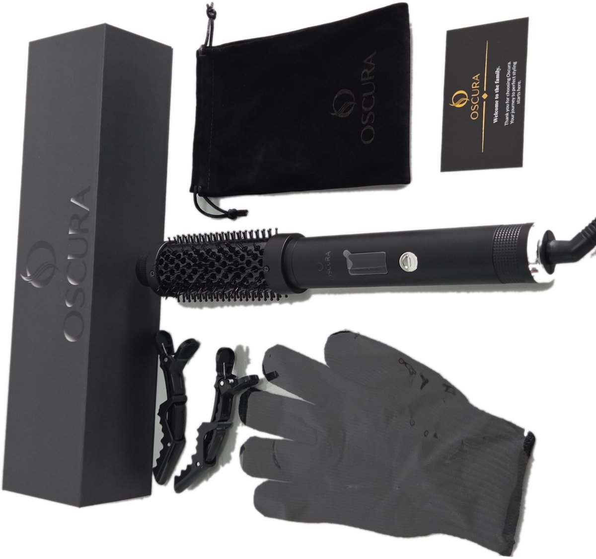 OSCURA Premium Thermal Brush – Warmteborstel met Kabel – Krulborstel voor Blow-out Volume & Krullen – Keramische Coating – Snelle Opwarmtijd – Incl. Accessoires