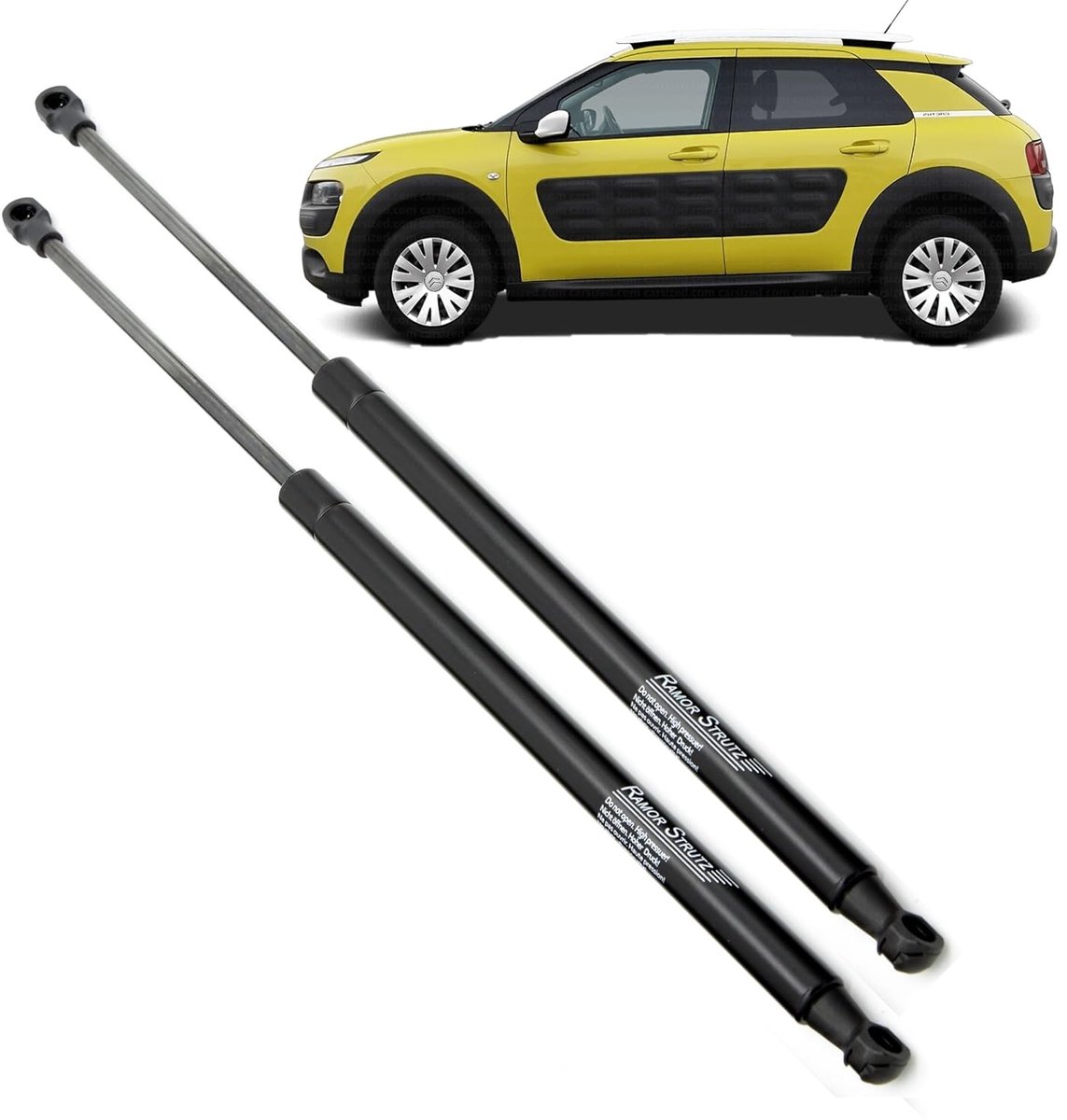 Gasveren achterklep 535 mm - vervangingsset voor Citroen C4 Cactus 2014-2021 - 390N kracht - eenvoudig te installeren - ShopVlot