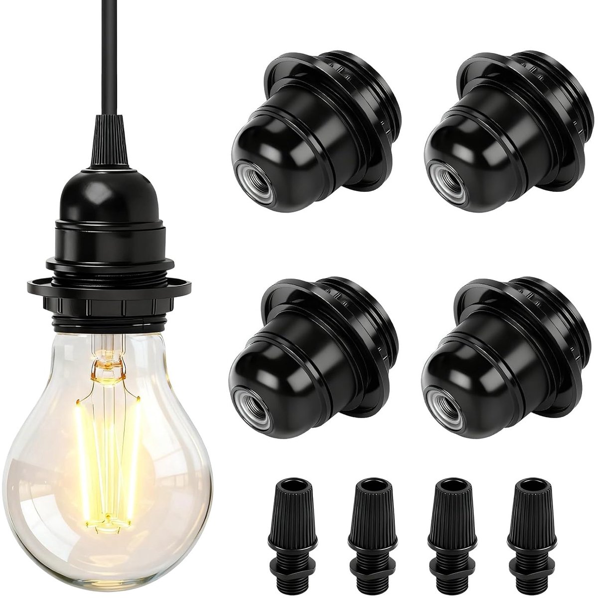 E27 plafondlampfitting - kunststof schroeffitting - met kabel - geschikt voor lampen - ShopVlot