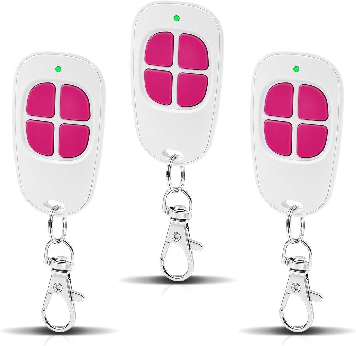 afstandsbediening voor poort en garage - 3 x AAM0049 - roze - lang bereik en draaibare geheime code - ShopVlot