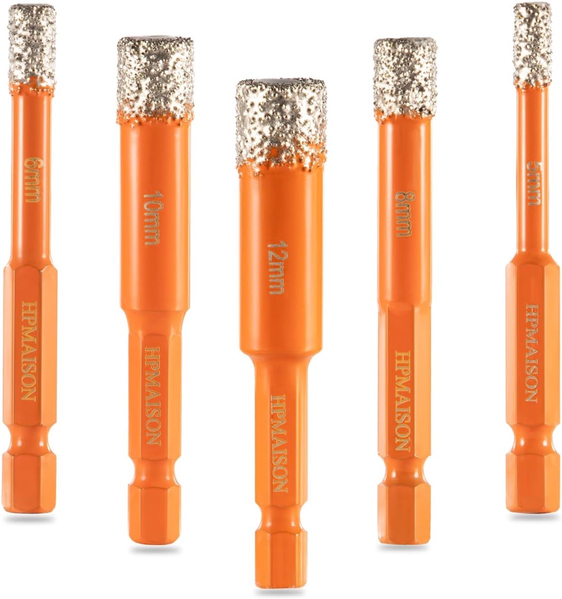 Boorset diamant 1/4 inch - 5-delig - voor keramiek, glas en tegels - perfect voor droog boren - ShopVlot