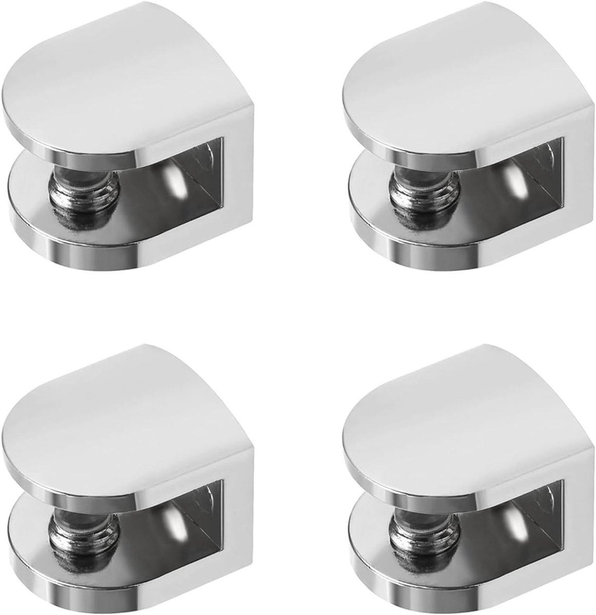 Glasclamps 4 stuks - Verstelbare zinklegering - Voor 8-10mm glas - Eenvoudige installatie - ShopVlot