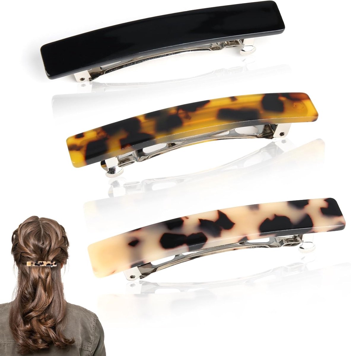 Haarclips 3pcs - Rectangular Haarclip - Acetaat - Voor fijn en dik haar - ShopVlot