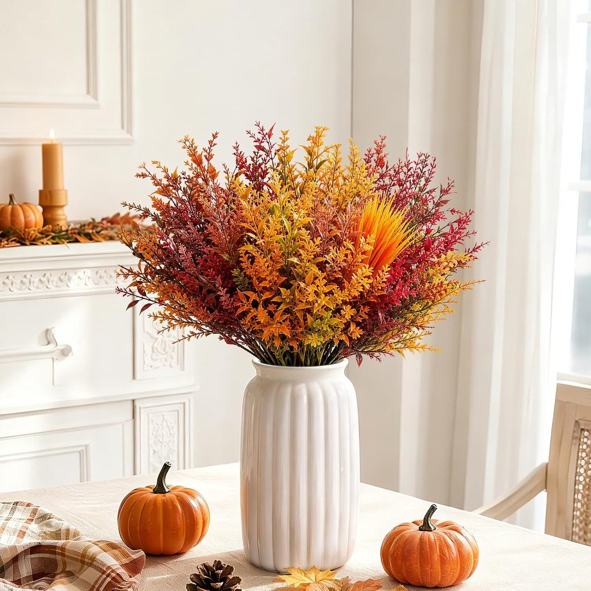 Kunstbloemen herfstdecoratie 12 bundels - kunstmateriaal - voor binnen en buiten - sfeervolle valdecoratie - ShopVlot