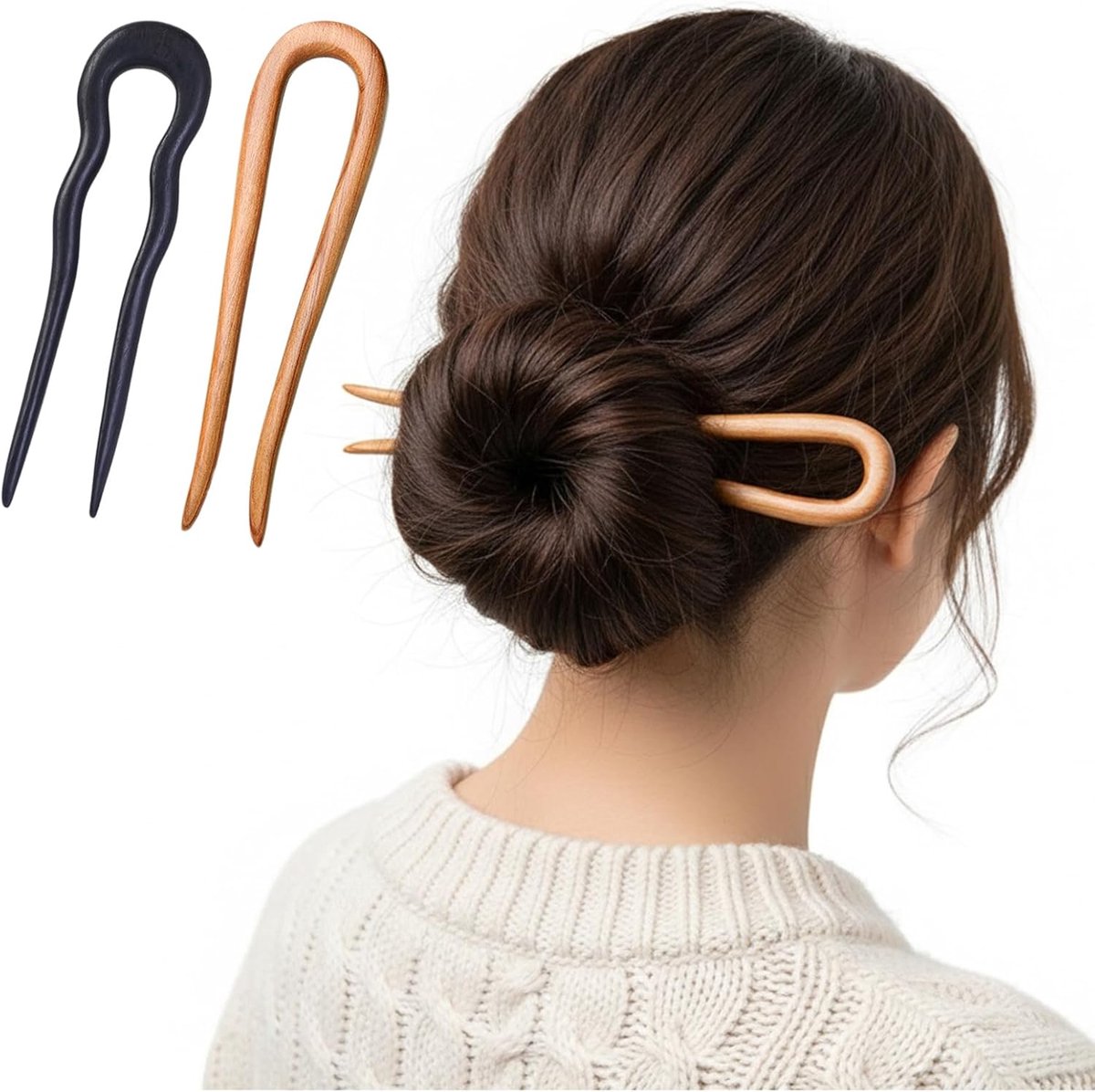U-vormige haarspelden 2 stuks - houten haaraccessoires - elegant voor een vlecht - ideaal voor dagelijks gebruik - ShopVlot