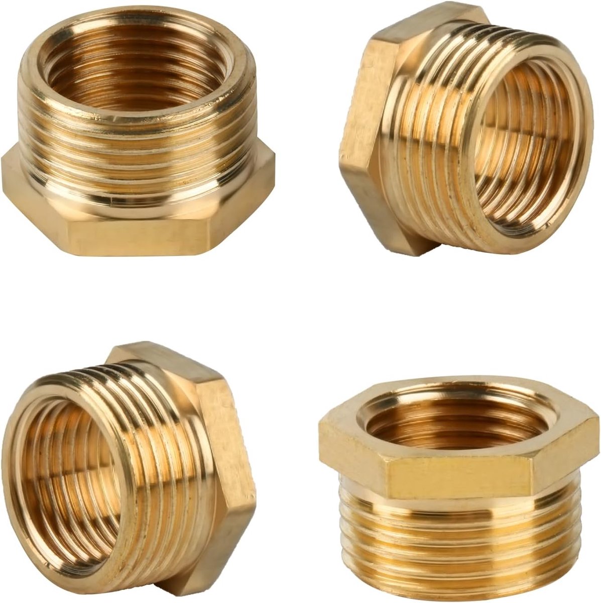 Brass reducer 3/4-1/2 - 4 stuks - robuust messing - duurzame verbinding voor waterleidingen - ShopVlot