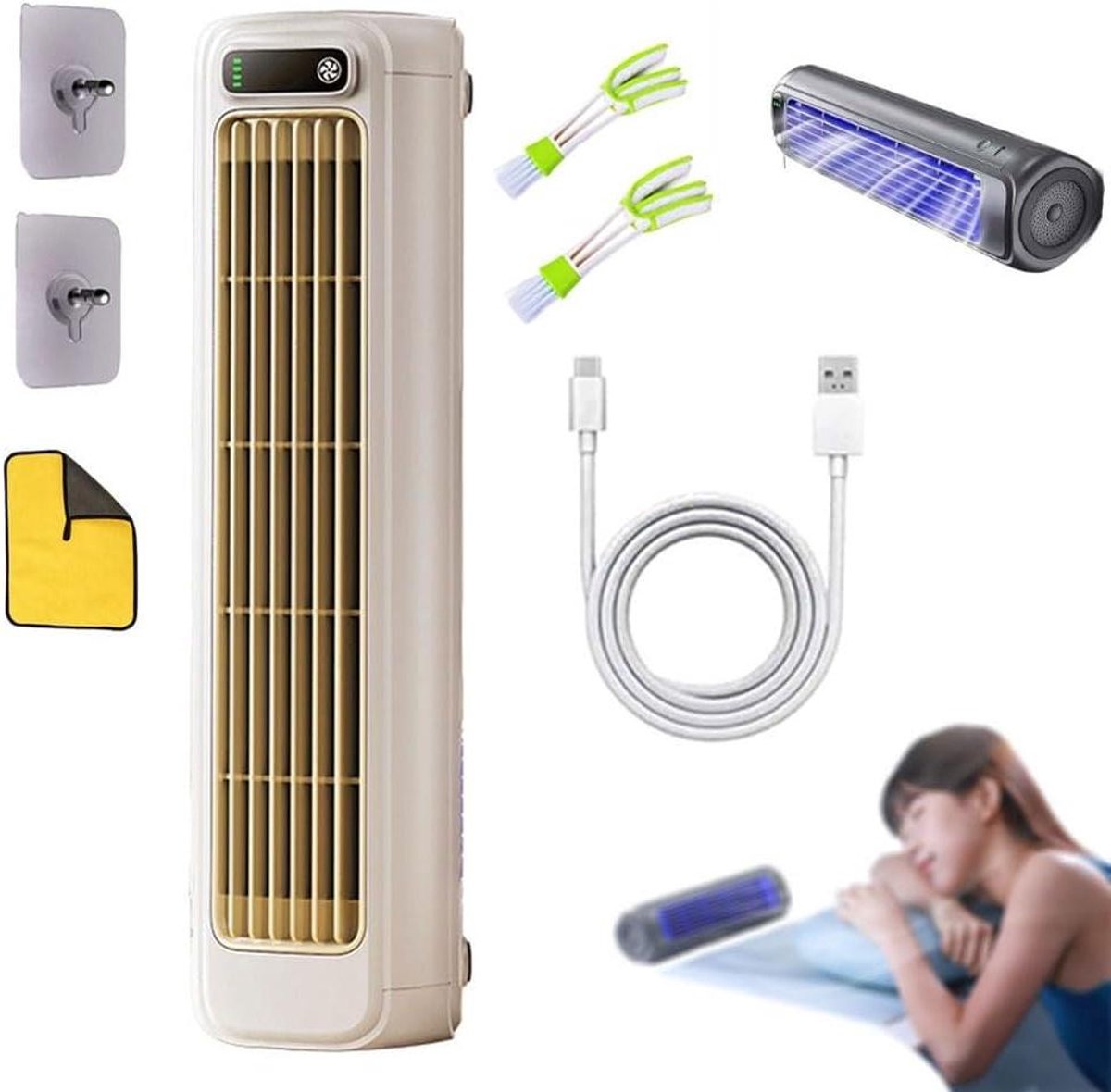 Persoonlijke Air Cooler - Ventilator Koeler - Persoonlijke Koeling - Stille Werking - 8 x 8 x 30 cm