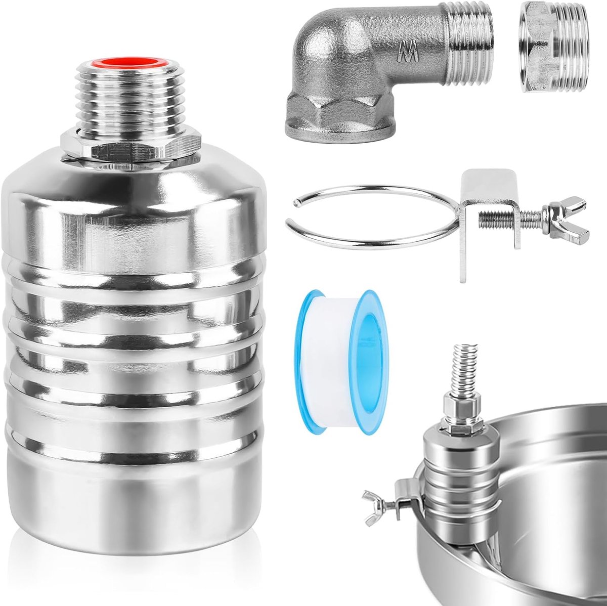Automatische vlotterklep 1/2" of 3/4" - RVS 304 - Waterniveau regeling - Geen stroom nodig - ShopVlot