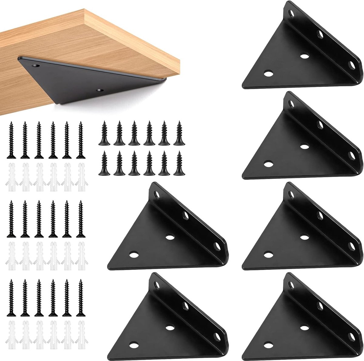 Zwevende Planksteunen 10 x 8 cm - Metaal - Zwart - Ideaal voor boekenplanken - ShopVlot