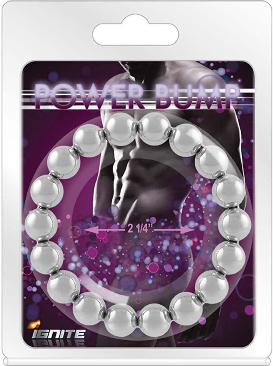 Cockring met parels 5.8cm - chroomplated staal - stretch materiaal - extra stimulatie - ShopVlot
