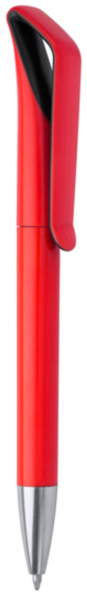 250 stuks voordeel pack Balpen in ABS met draaimechanisme in tweekleurige glanzende afwerking Rood / Zwart. Blauwe inkt IRATI 8011